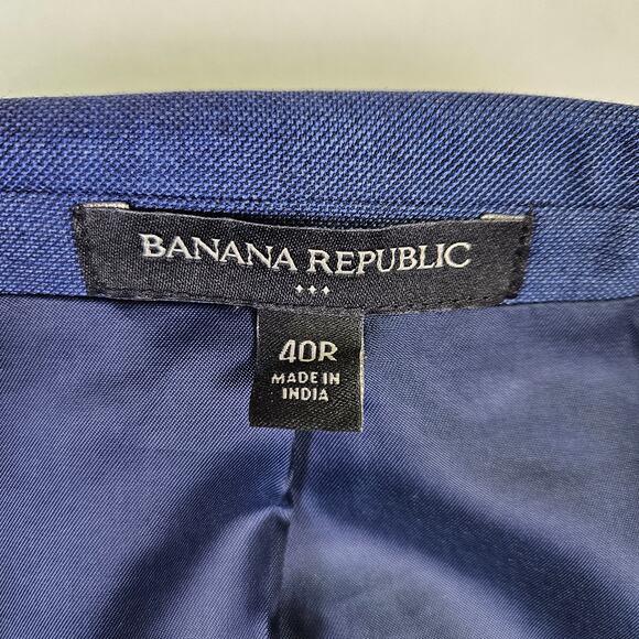 Banana Republic Mens Sharkskin Blazer Slim Fit Jacket 40R Navy Blue Stretch NEW - Picture 9 of 14